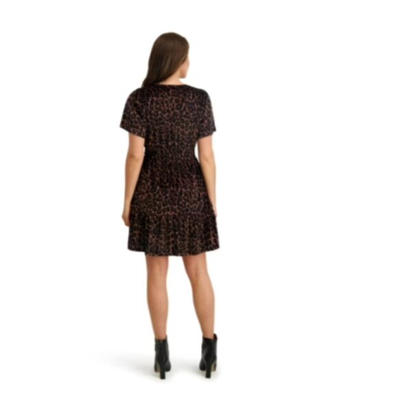 French Connection Women's Leopard Velvet Dress Size L,XL,XXL NWT  Pockets NWT - Picture 5 of 16